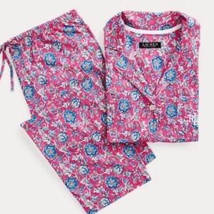 Lauren Ralph Lauren Red and Blue Floral Pajama Set 2PC